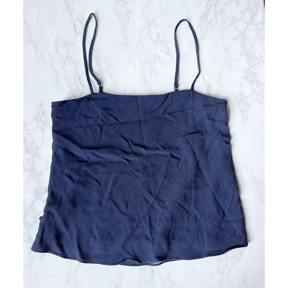 Joie Abdi Side Button Camisole Navy Blue Crepe Square Neck XS - Picture 2 of 4